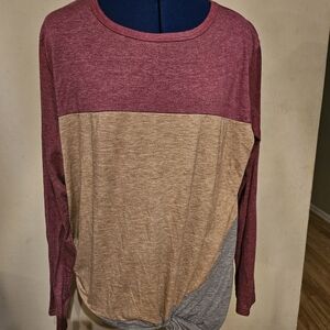 Amazon Maroon and Tan Long Sleeve Tee
